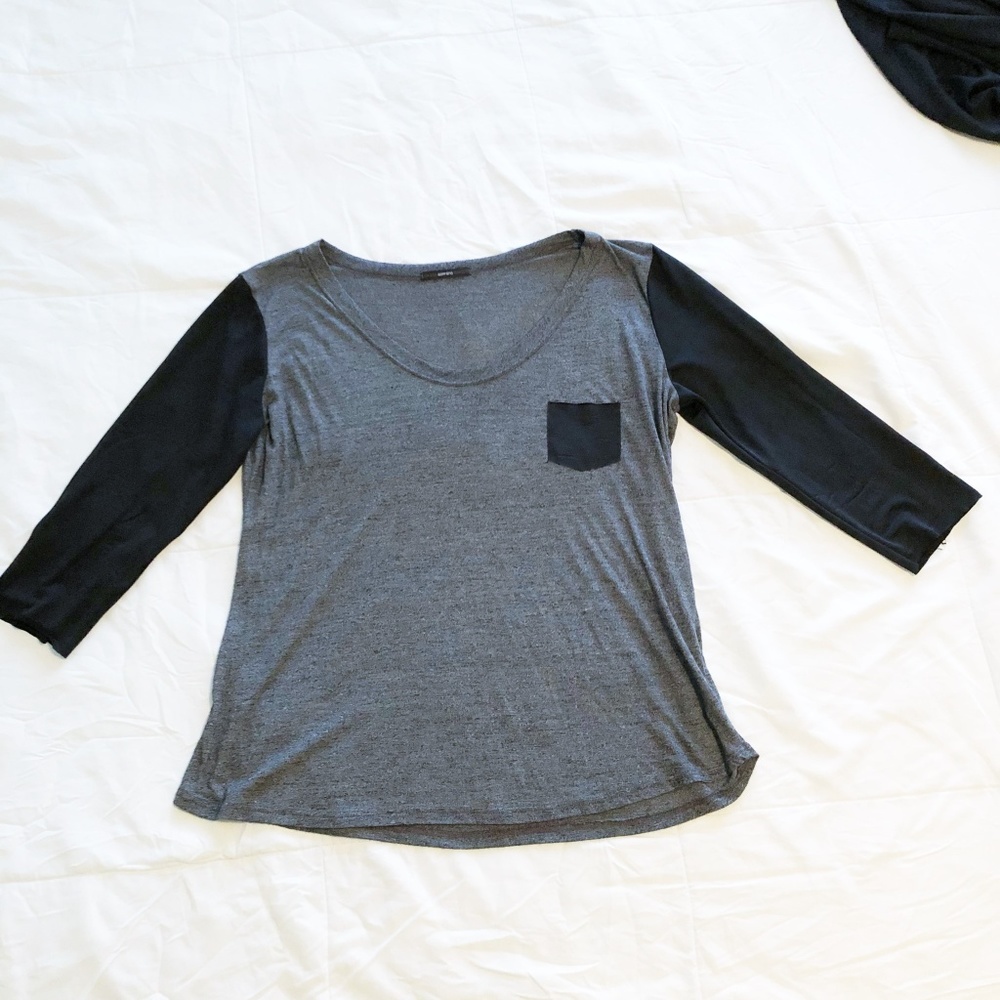 ANY OFFER Black & Grey Soprano 3/4 Sleeve Top L